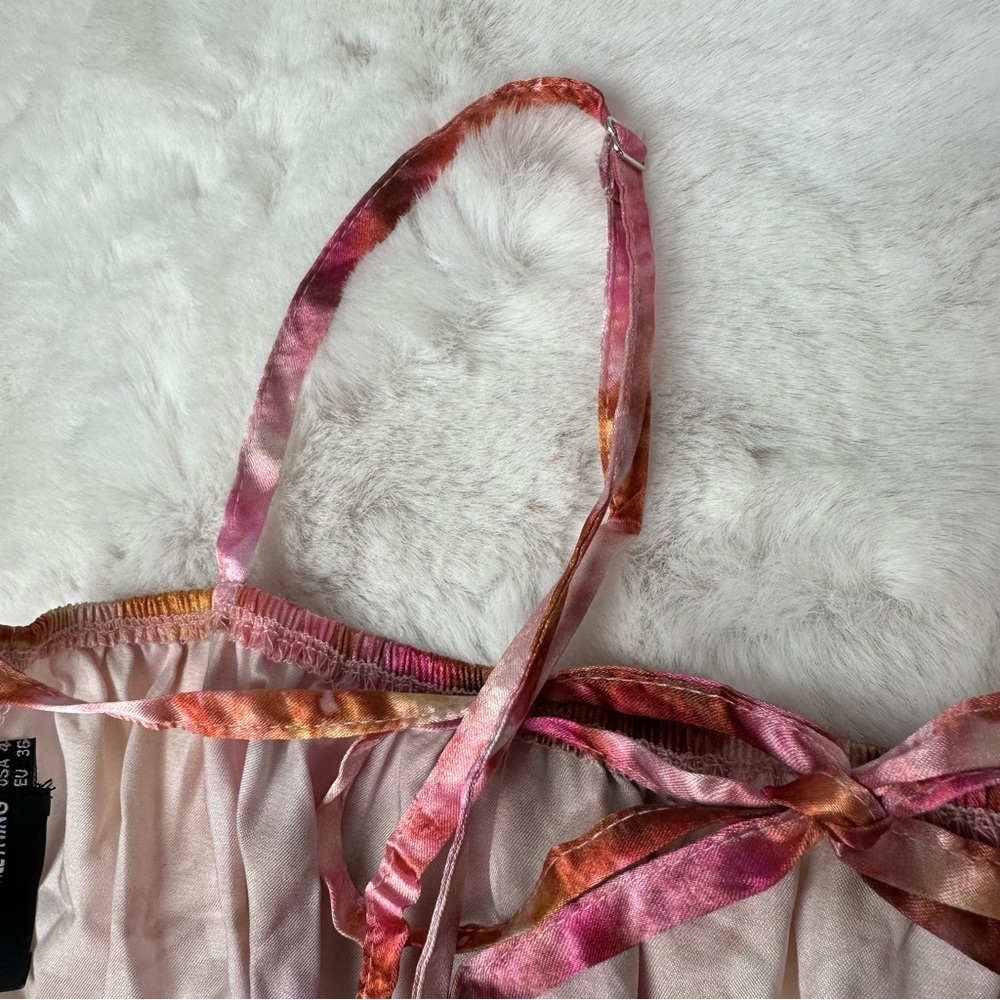 Pretty Little Things Shape Pink Tie Dye Satin Top - Picture 10 of 11